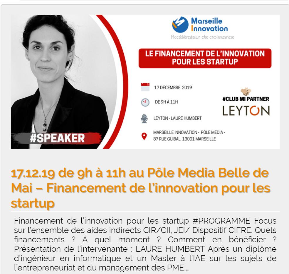 17.12.19 – Petit-déjeuner  Marseille Innovation: Le financement de l’innovation pour les startups